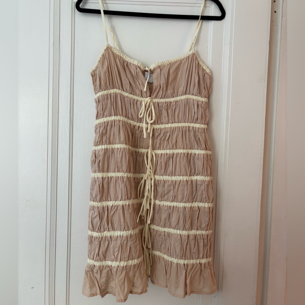 Tan and Cream Striped Sundress